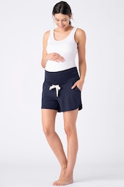 Seraphine Blue Essential Jersey High Waist Maternity Shorts 2 Pack - Image 4 of 11