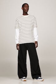 Tommy Hilfiger Cream Stripe Crew Neck T-Shirt - Image 2 of 6