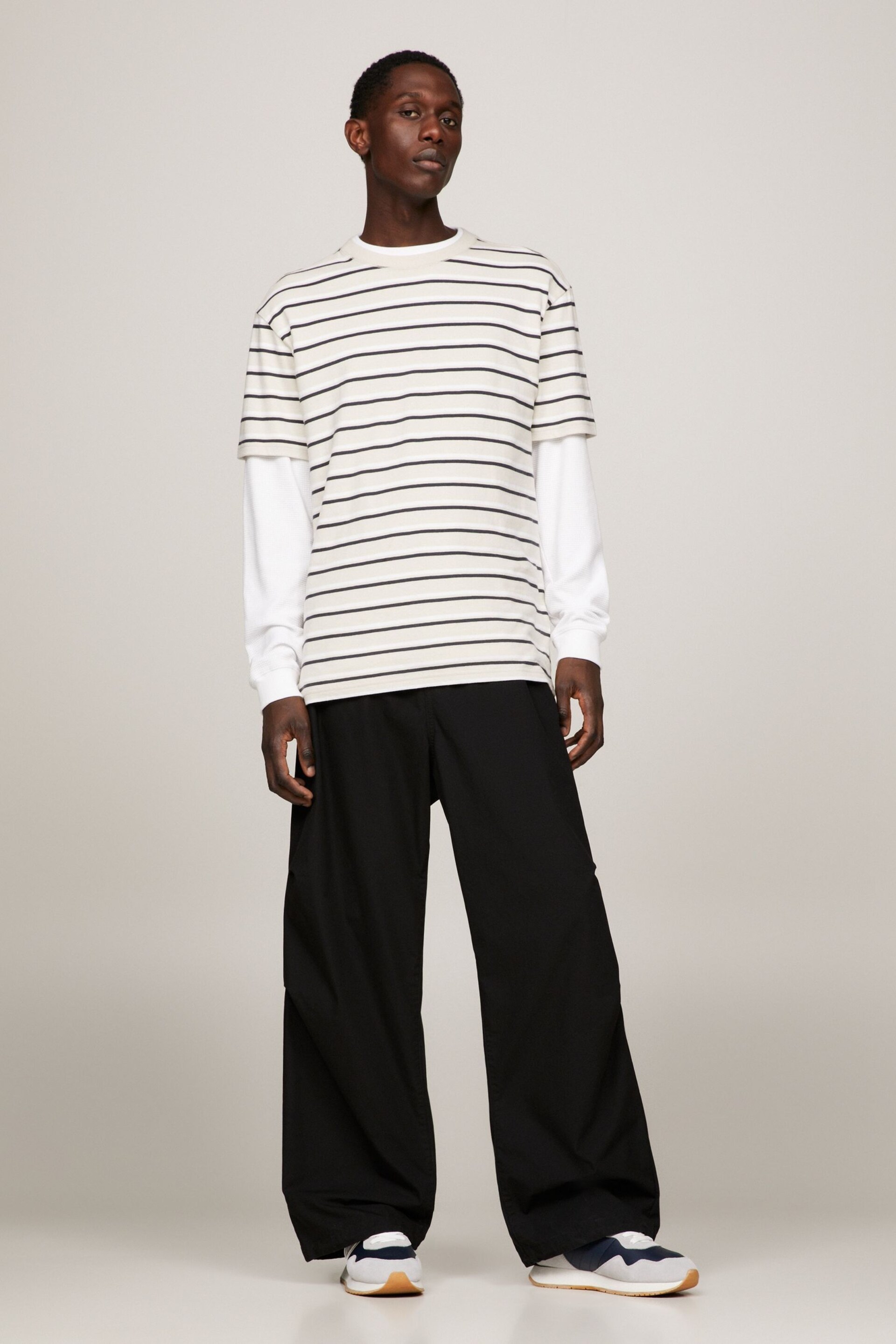 Tommy Hilfiger Cream Stripe Crew Neck T-Shirt - Image 2 of 6