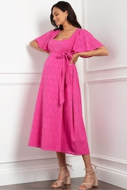 Seraphine Pink Cotton Broderie Maternity & Nursing Dress - Image 3 of 10