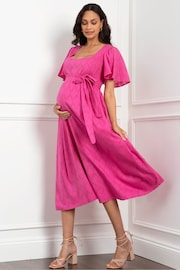 Seraphine Pink Cotton Broderie Maternity & Nursing Dress - Image 5 of 10