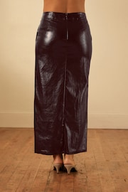 Red PU Faux Leather Glossy Column Skirt - Image 2 of 6