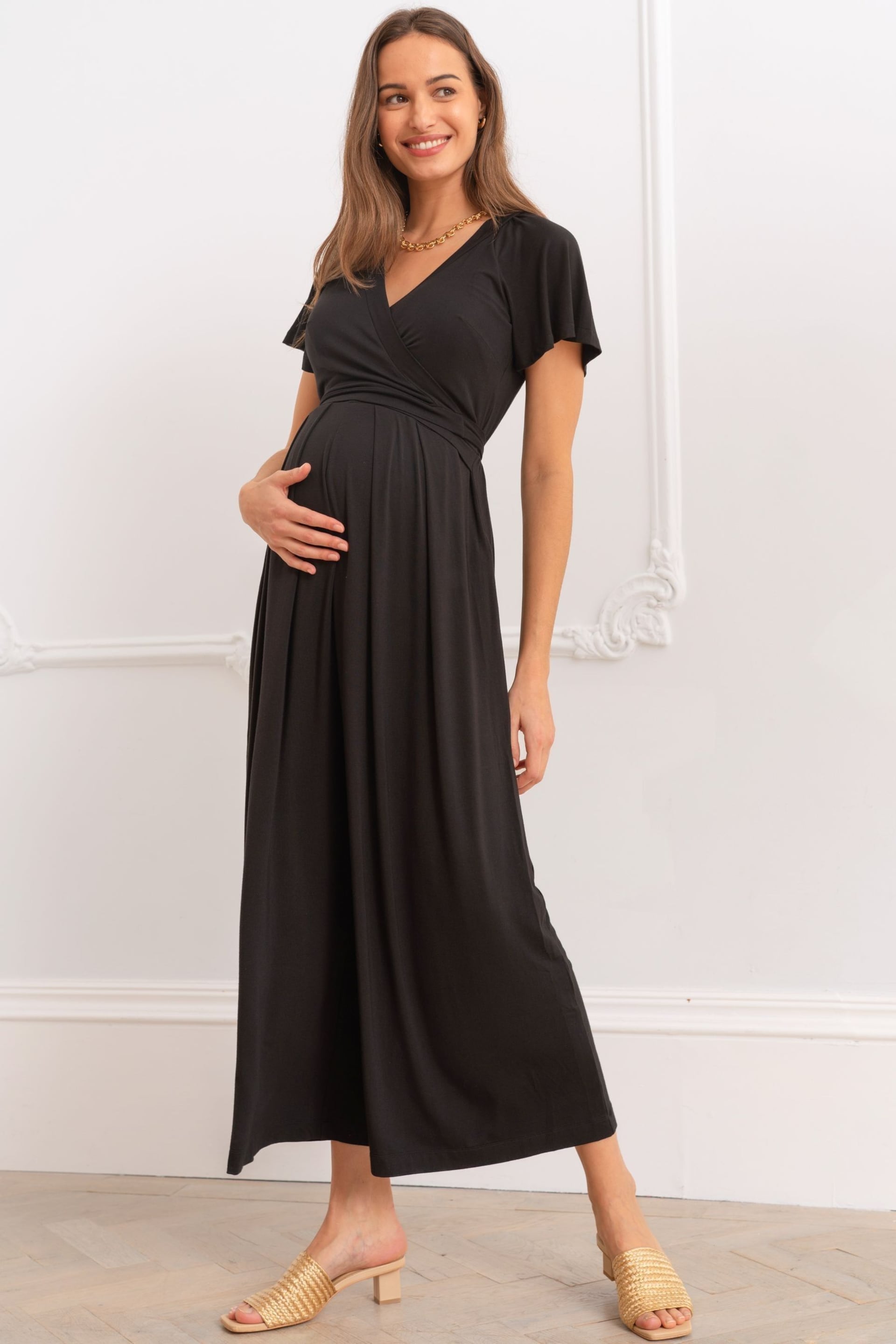 Seraphine Lenzing™ Ecovero™ Maternity & Nursing Black Jumpsuit - Image 5 of 7
