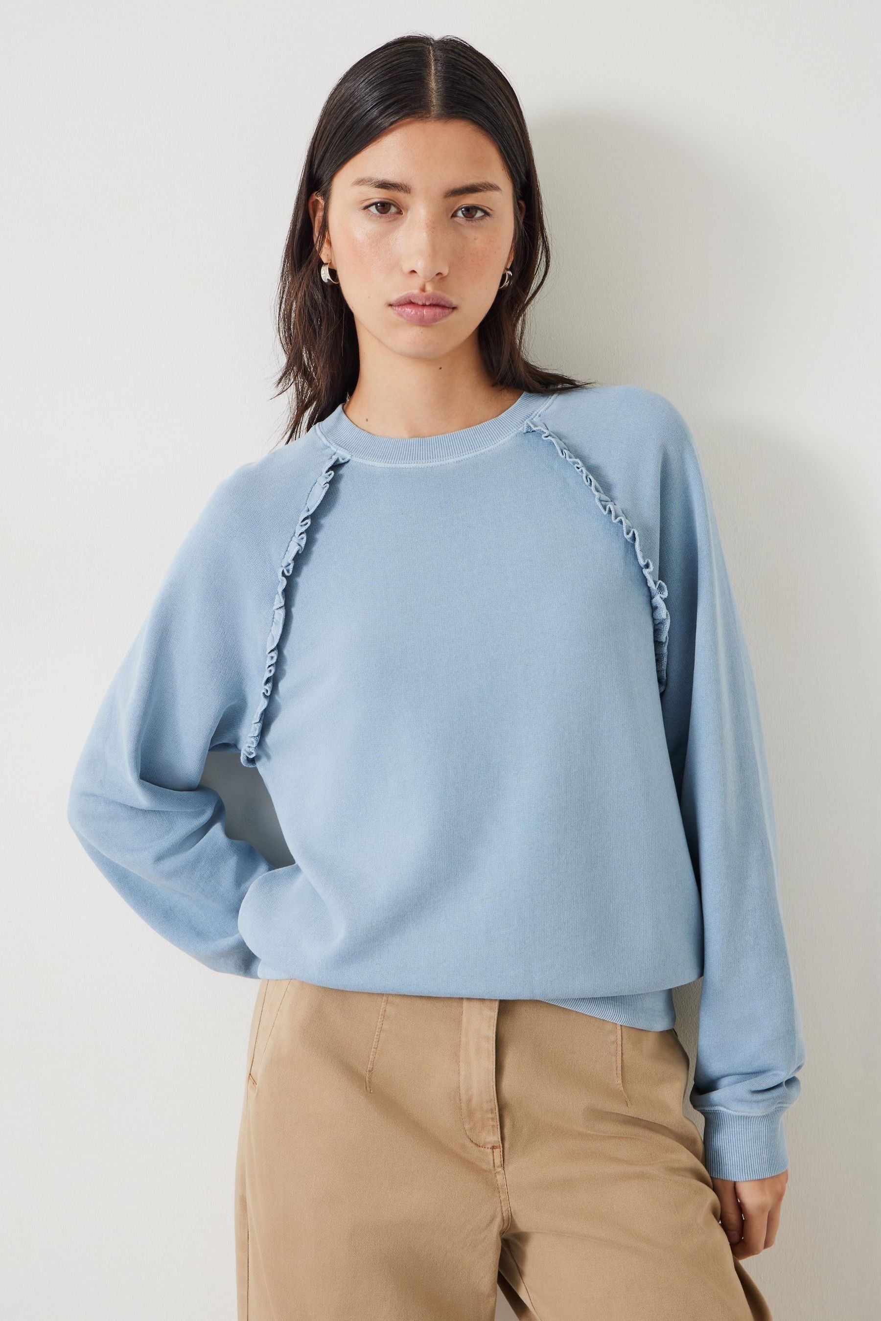 Buy Hush Blue 100 Cotton Amayah Ruffle Detail Sweatshirt from the Next UK online shop