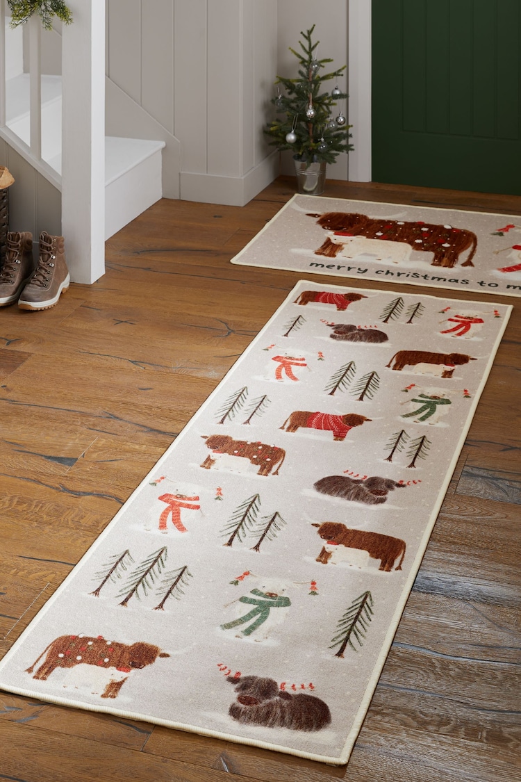 Natural Washable Christmas Hamish The Highland Cow Doormat - Image 4 of 4