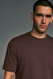 Chocolate Brown Relaxed Fit Heavyweight T-Shirt - Image 4 of 7