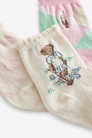 Polo Ralph Lauren Baby Bear Pink 100% Cotton Socks 3 Pack - Image 6 of 6