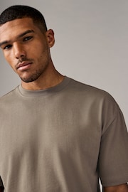 Neutral Mushroom Relaxed Fit Heavyweight Cotton T-Shirt - Image 4 of 7