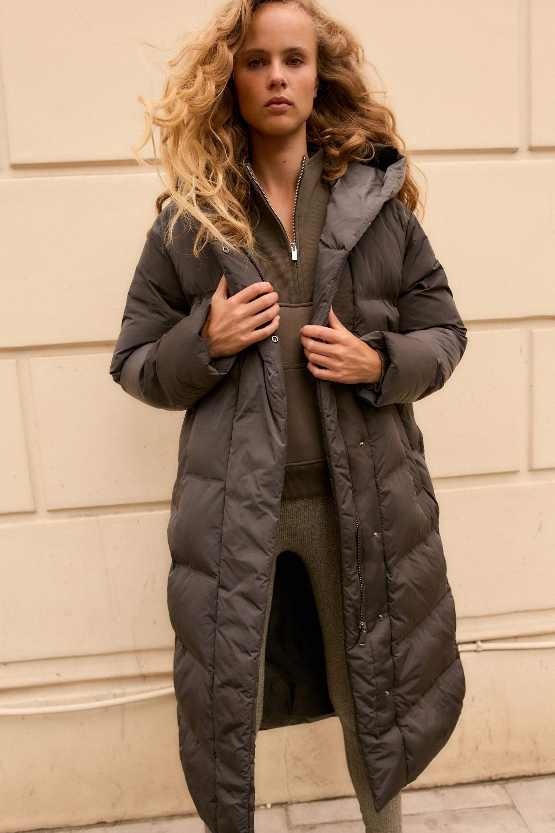 Buy Charcoal Grey Premium Long Padded Hooded Coat from the Next UK online shop