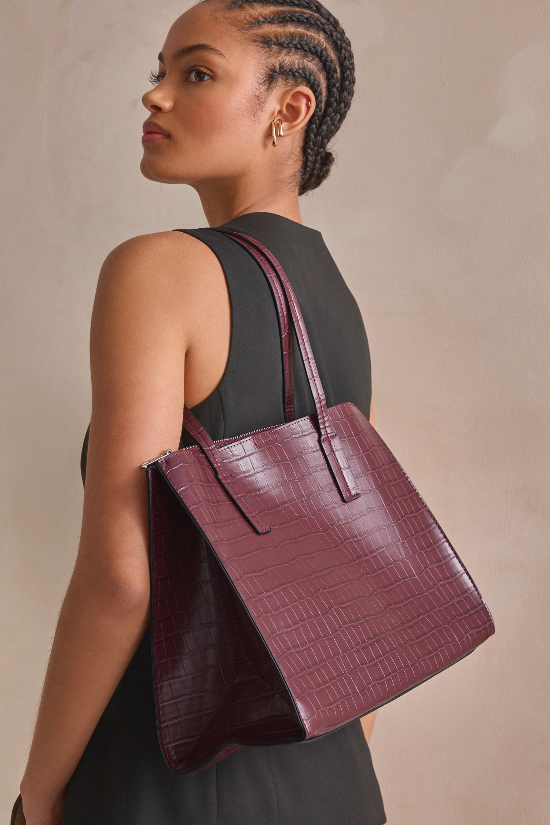 Buy Burgundy Red Formal Open Tote Bag from Next France