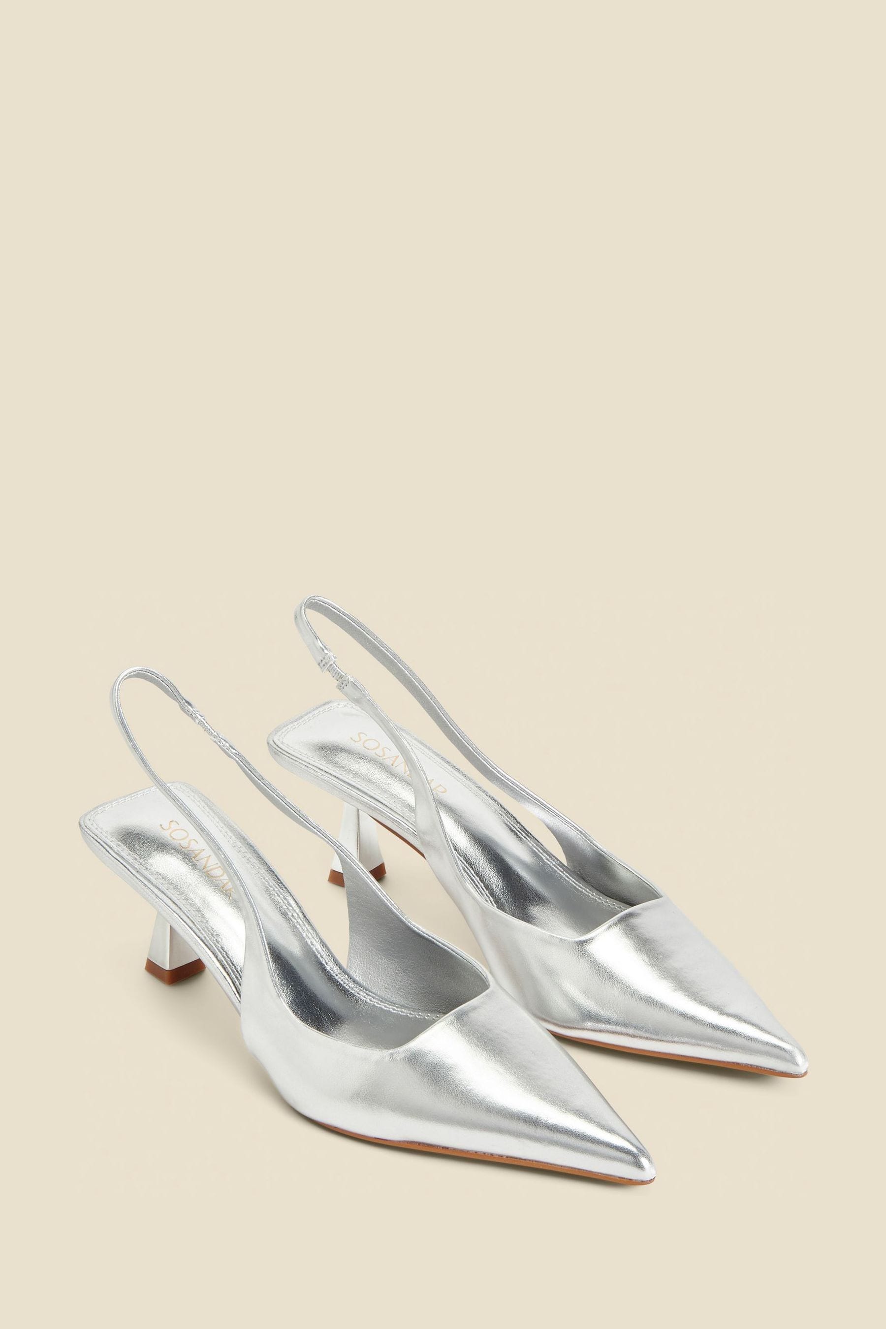 Buy Sosandar Silver Metallic Kitten Heel Slingback Shoes from Next Luxembourg