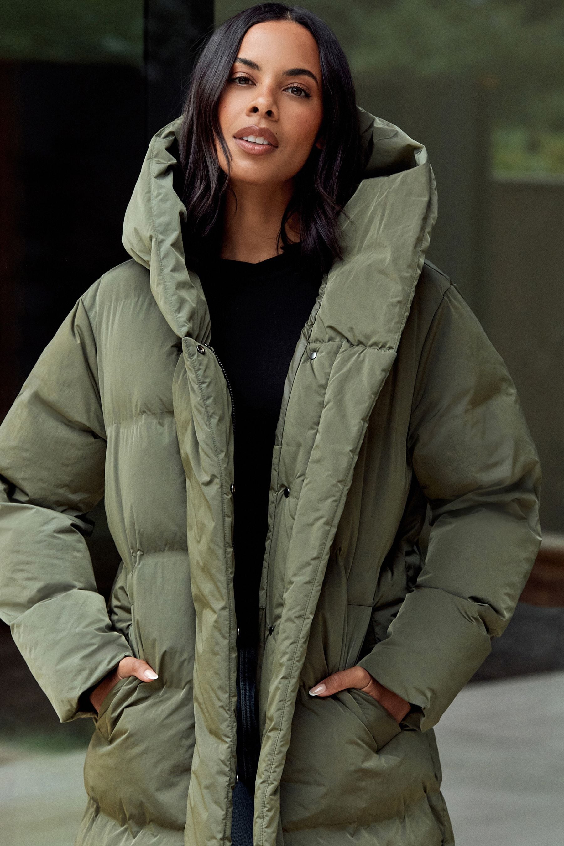 Buy Khaki Green Premium Long Padded Hooded Coat from the Next UK online shop
