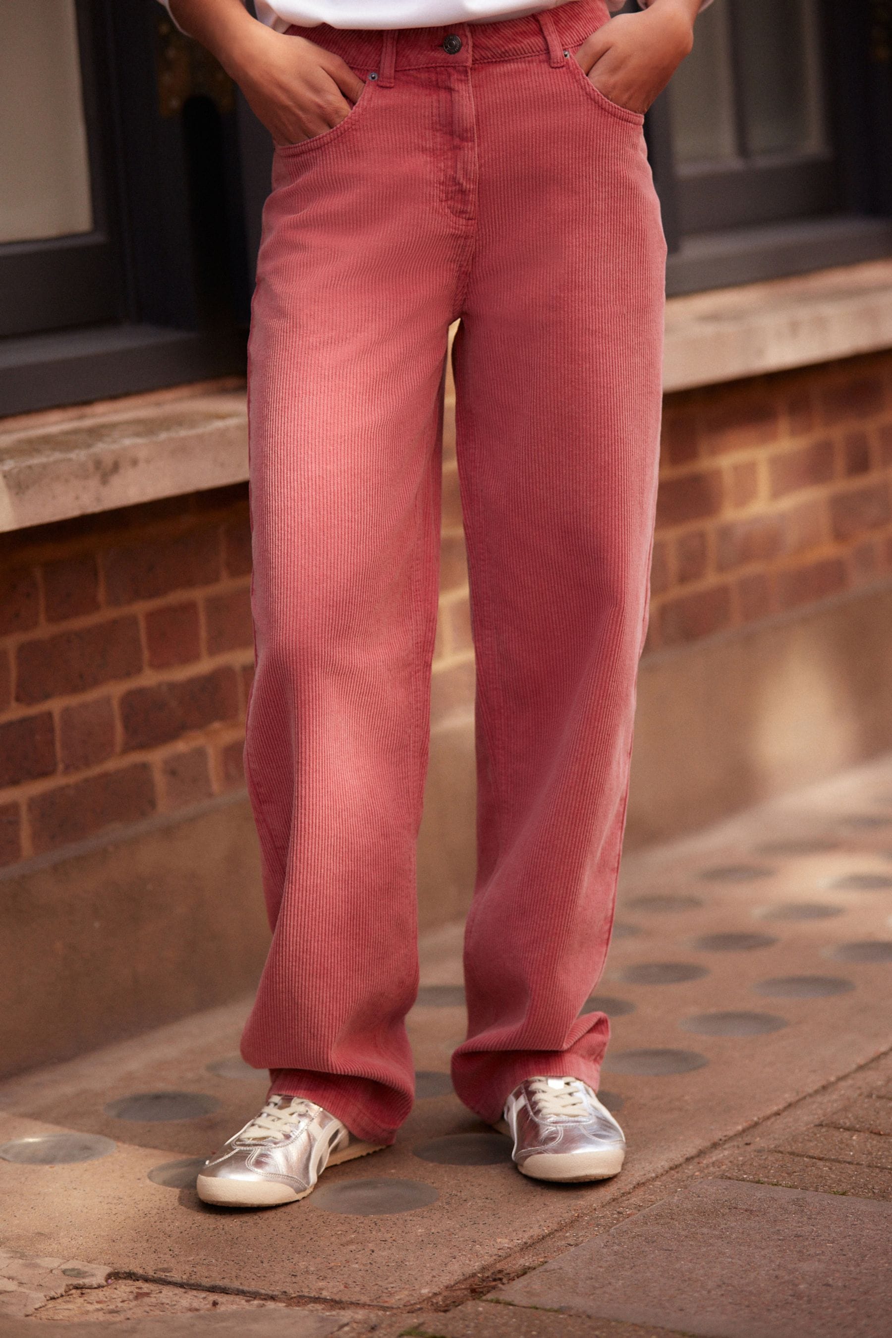Wide leg pink corduroy pants cheap