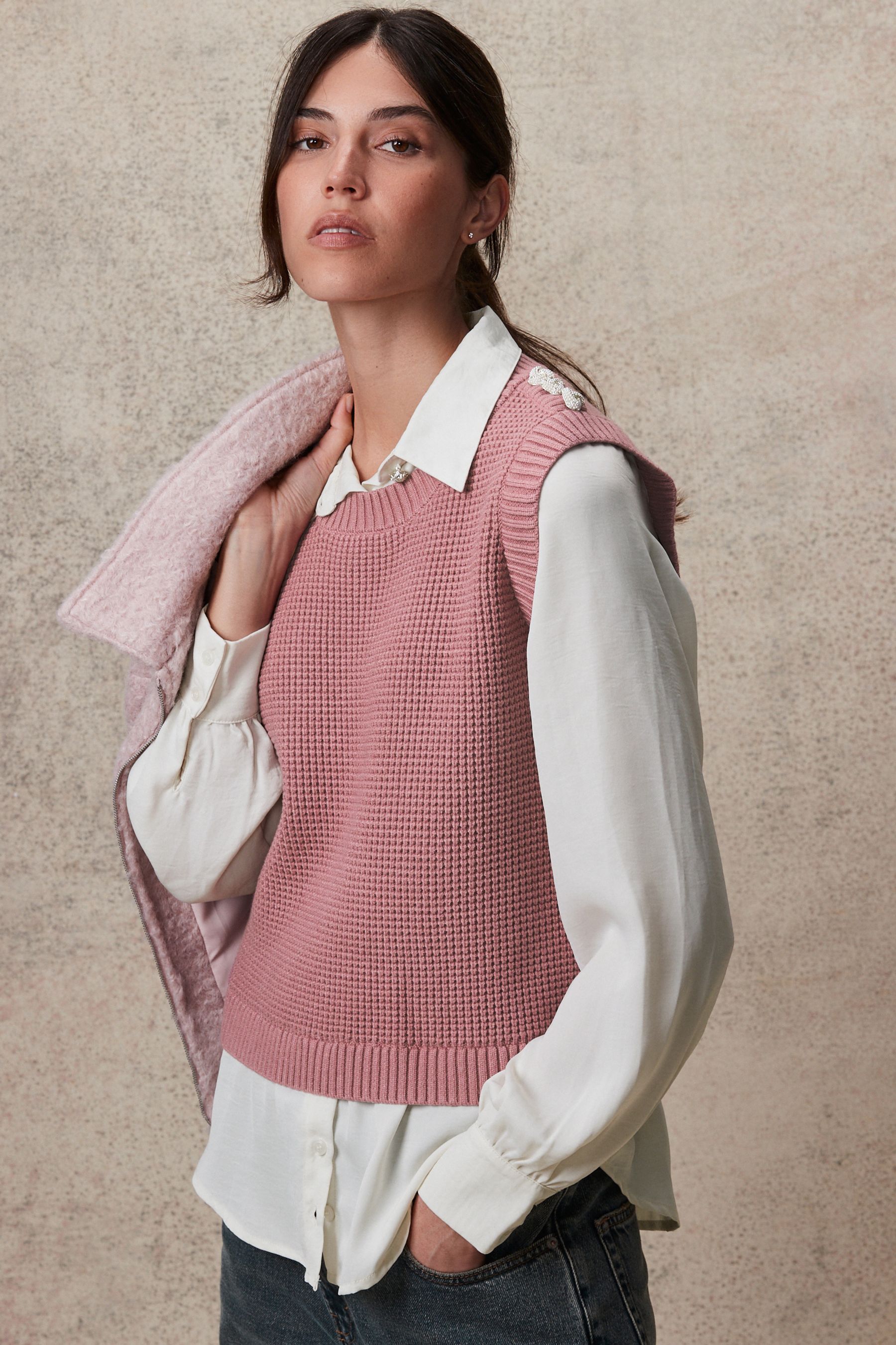 Button sweater shirt top