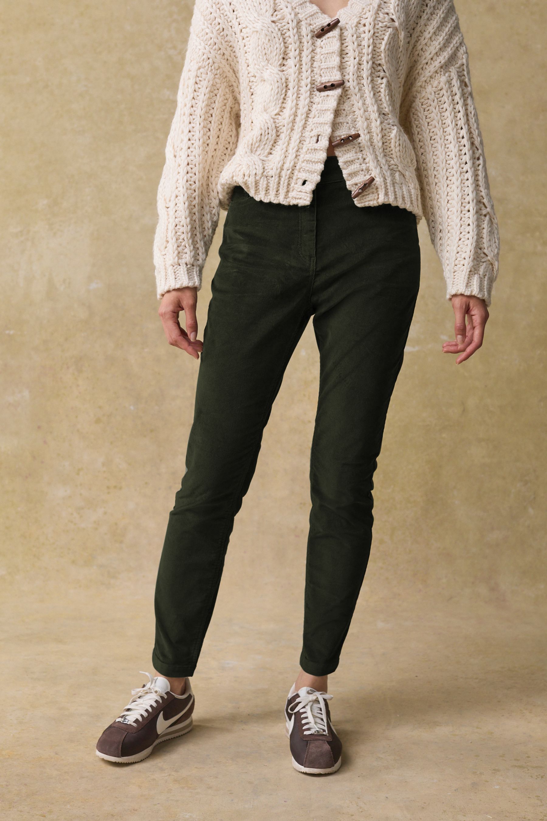 Buy Olive Green Corduroy Skinny Trousers from the Next UK online shop