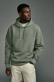 Sage Green Hooded Textured Overhead Hoodie - Image 2 of 8