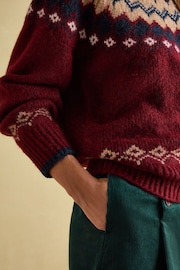 Joules Lowry Red/Navy Fairisle Pattern Jumper - Image 5 of 7