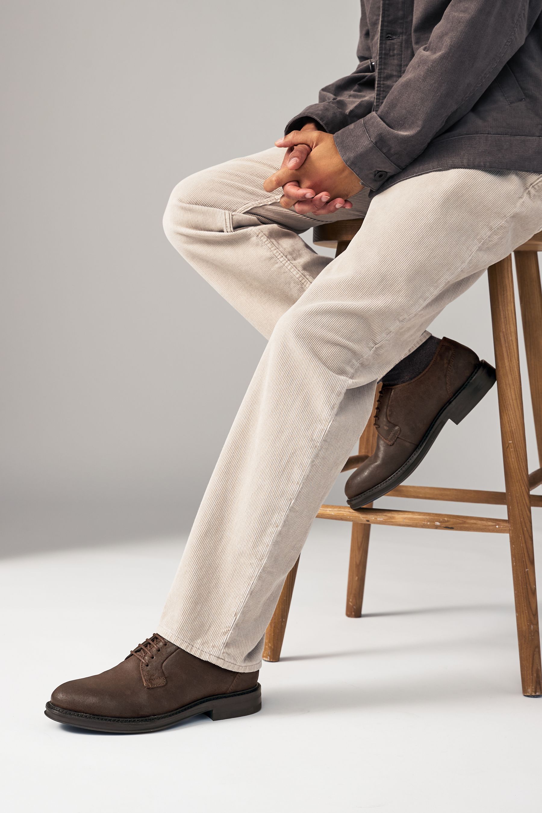 Buy Brown Waxy Suede Derby Shoes from Next Oman