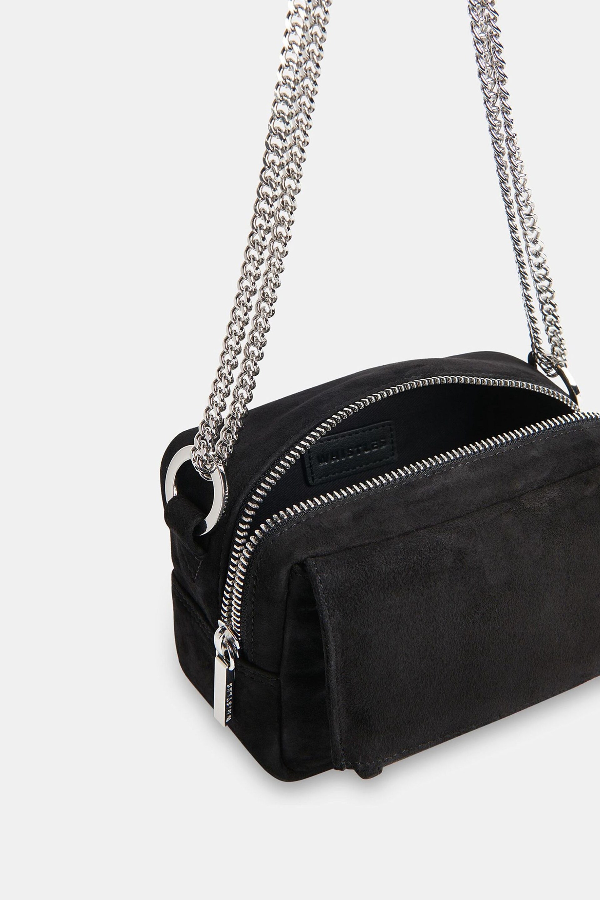 Whistles Bibi Suede Black Mini Bag - Image 3 of 4