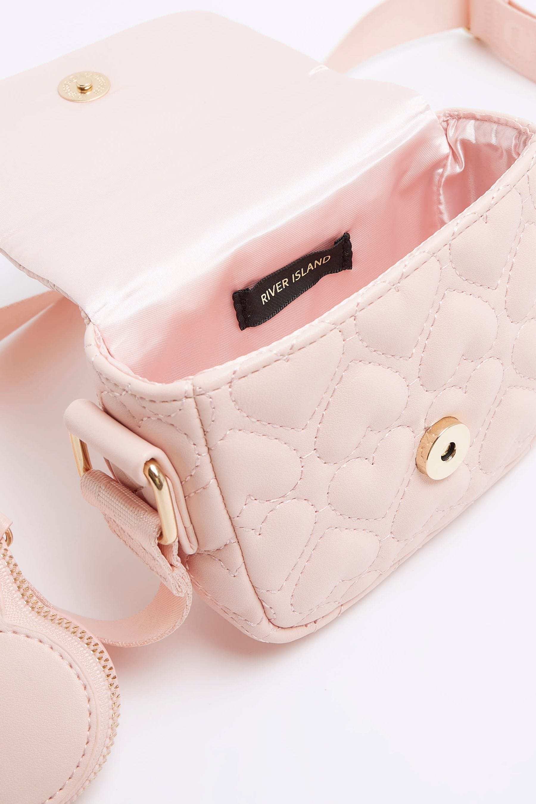 Buy River Island Pink Girls Heart Quilt Cross Body Bag from Next Luxembourg