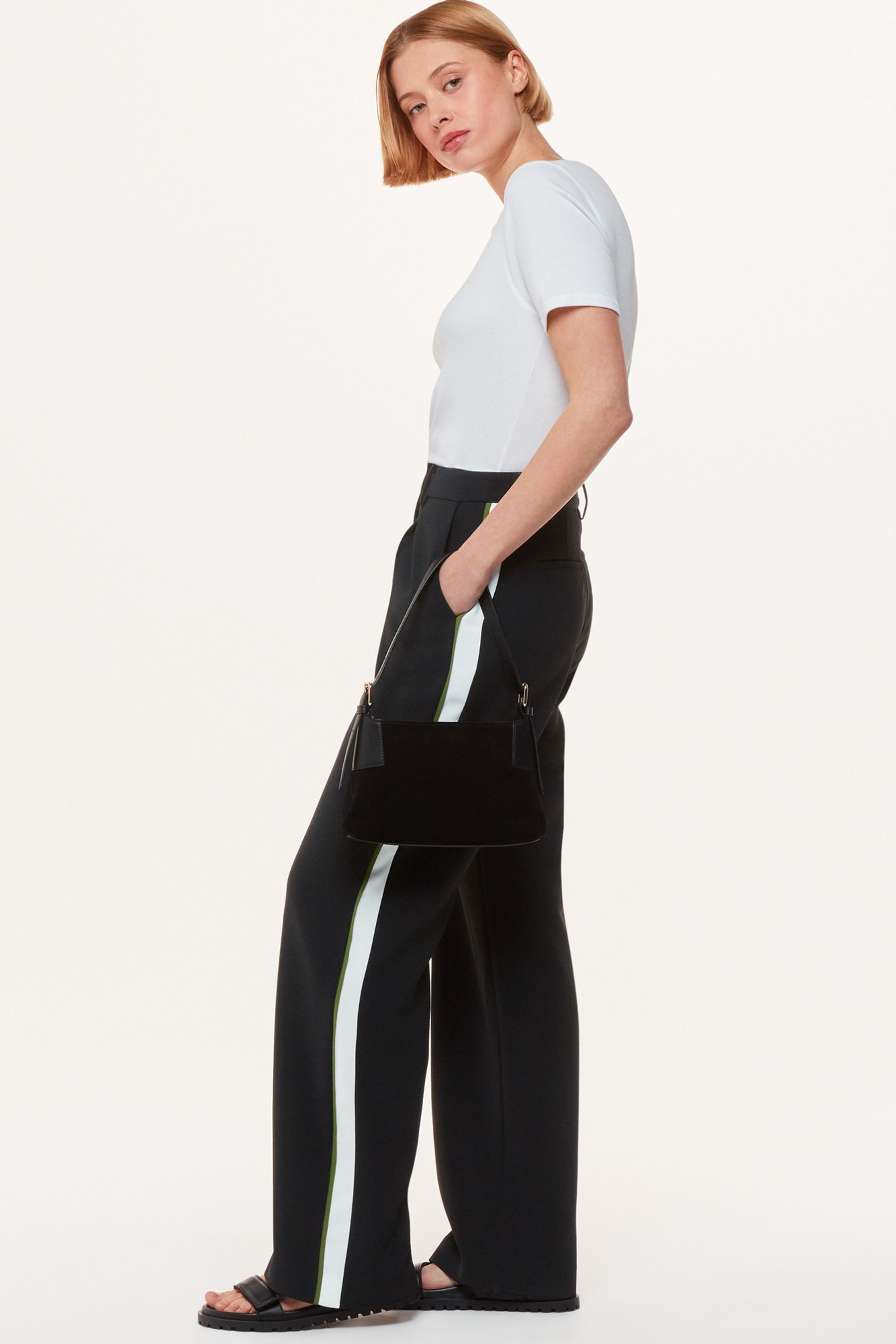 Black side stripe trousers hot sale