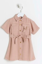River Island Pink Mini Girls Shirt Dress - Image 2 of 4