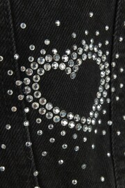 River Island Black Heart Diamante Denim Girls Jacket - Image 2 of 3