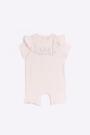 River Island Pink Baby Girls Frill Romper - Image 1 of 2