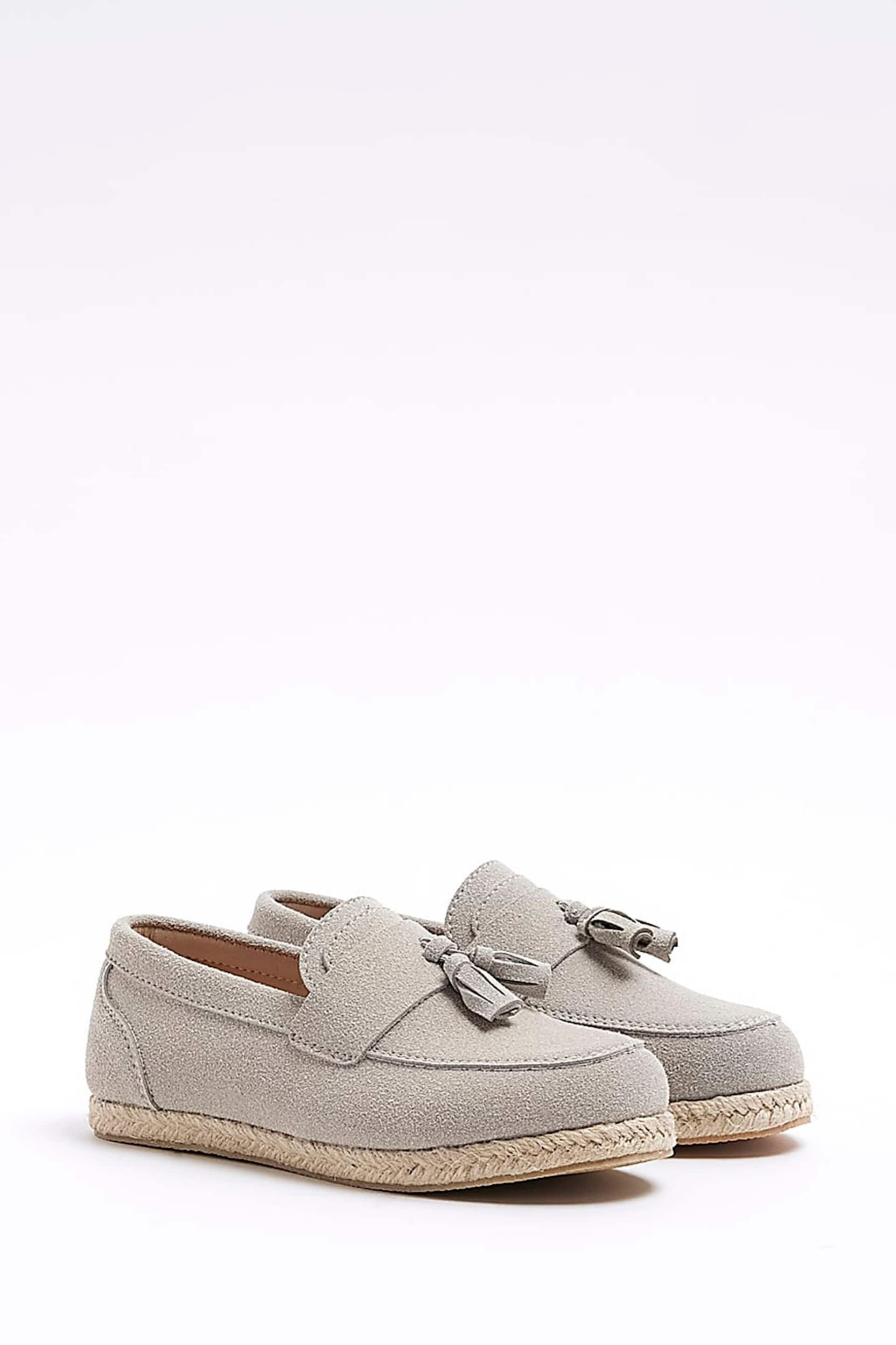 River Island Grey Boys Faux Fur Suede Espadrilles Loafers - Image 2 of 4