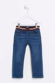 River Island Blue Boys Ribbed Waistband Jeans - Image 1 of 4