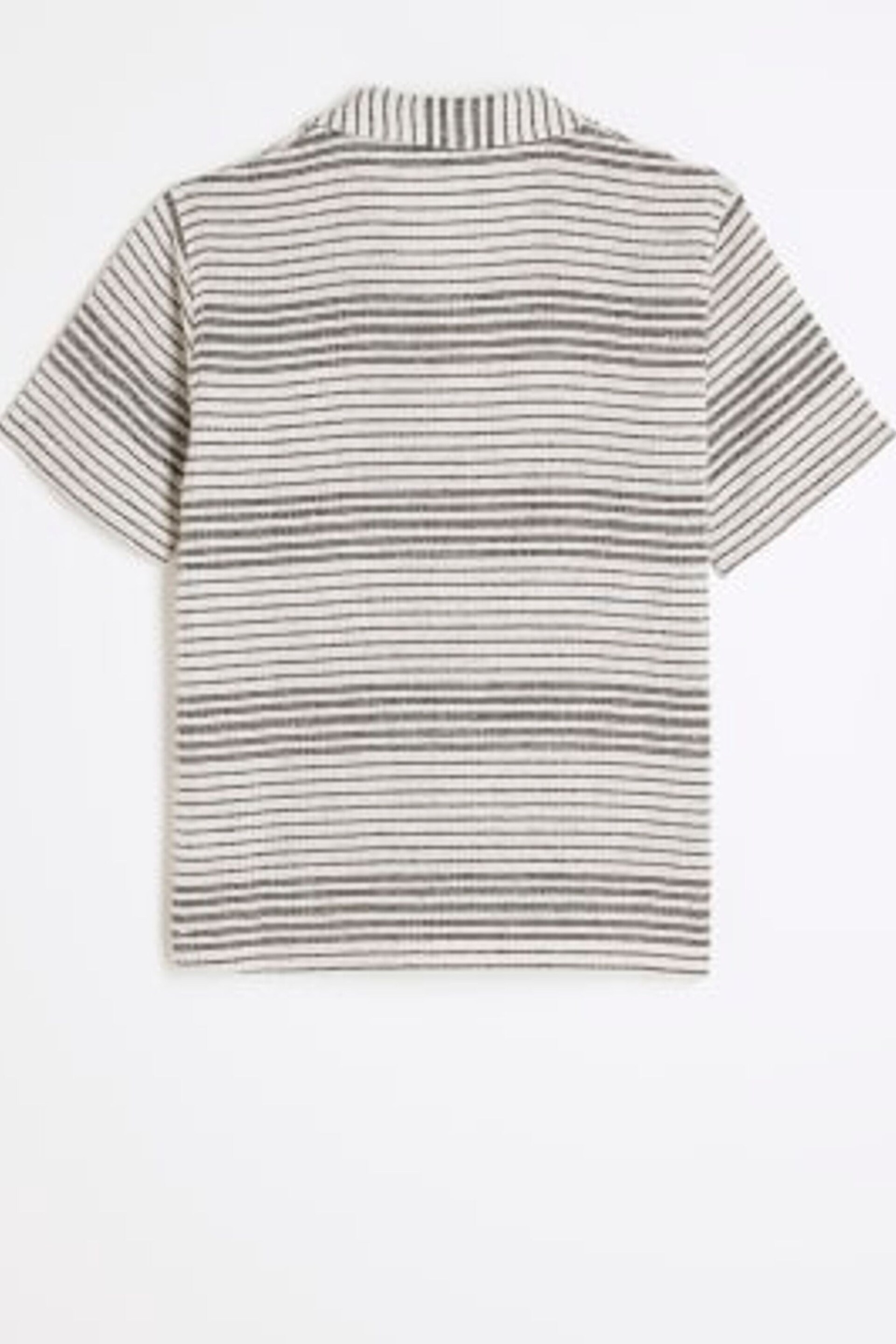 River Island Cream Boys Stripe Textured Polo Shirt - Image 2 of 4