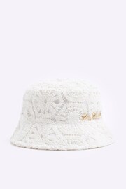 River Island Cream Girls Crochet Lace Bucket Hat - Image 1 of 3