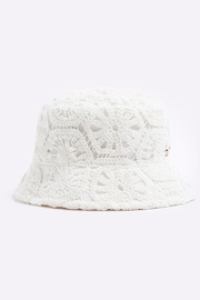 River Island Cream Girls Crochet Lace Bucket Hat - Image 2 of 3