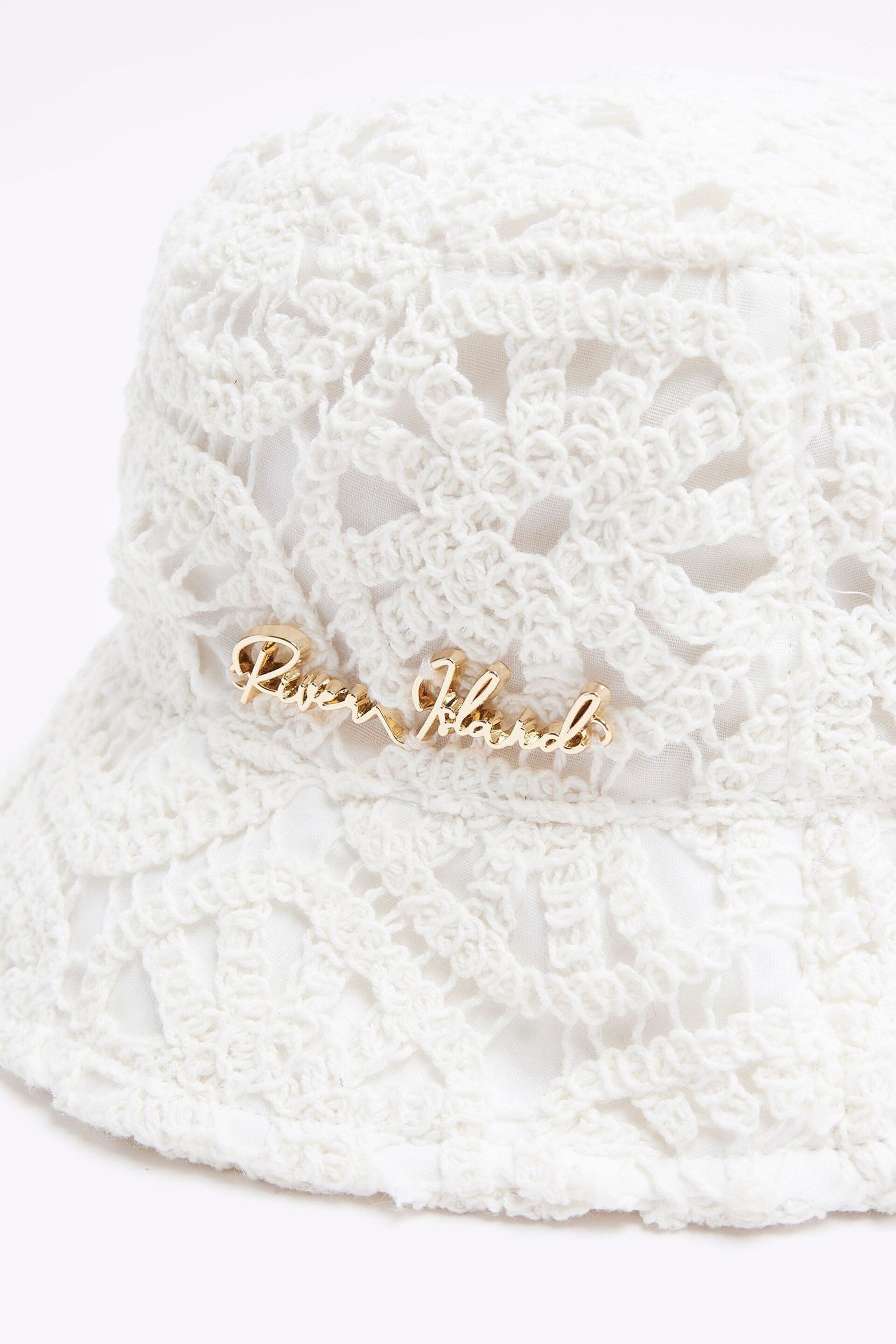 River Island Cream Girls Crochet Lace Bucket Hat - Image 3 of 3