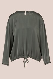 Adrianna Papell Green Drawstring Hem Scoop Neck Woven Blouse - Image 6 of 7