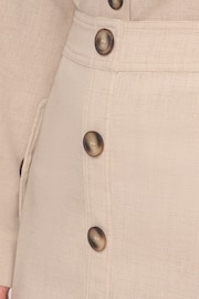 Adrianna Papell Natural Long A-Line Button Front Flap Pockets Utility Skirt - Image 5 of 7