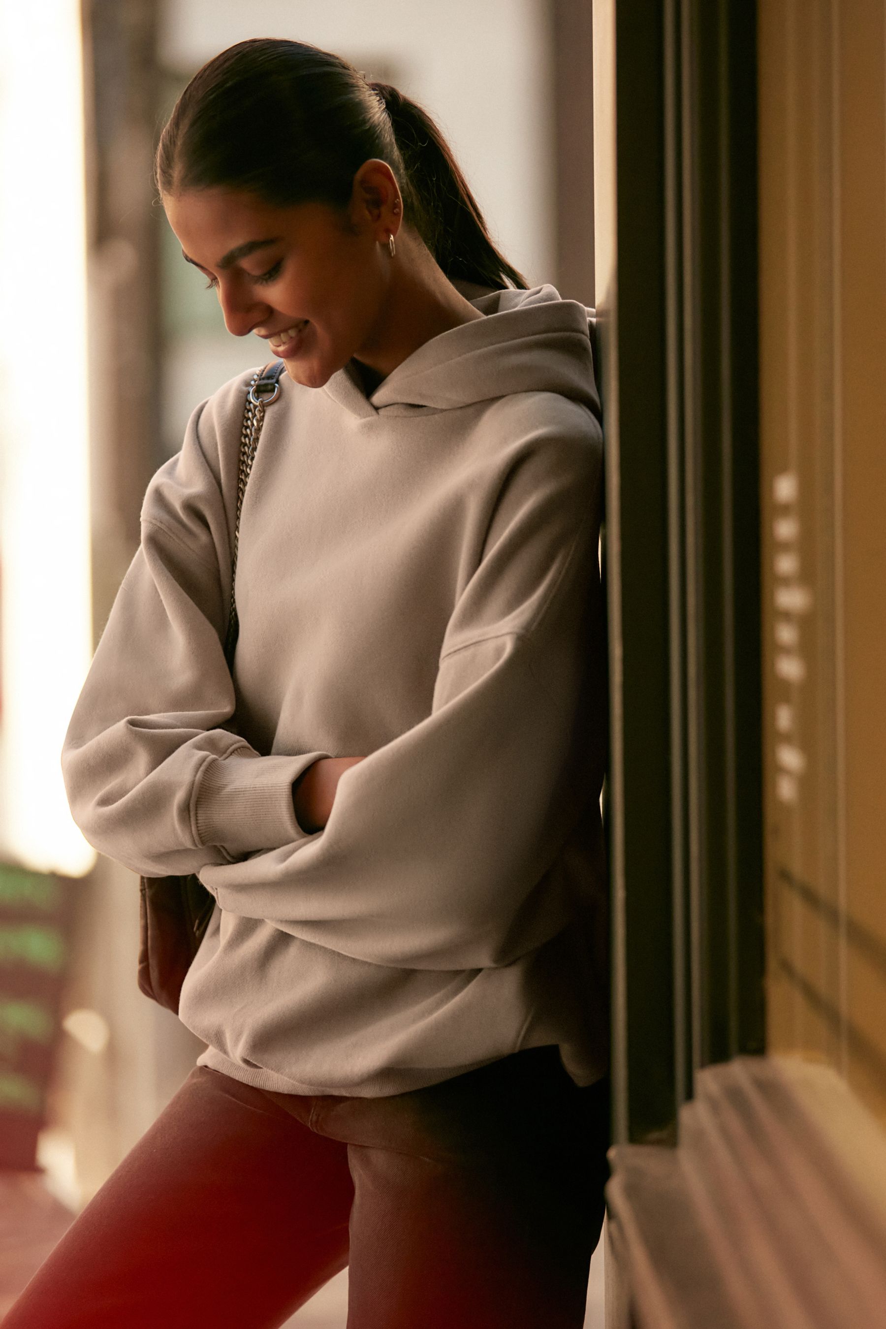 Oversized Relaxed Fit Heavyweight Brushed Longline Hoodie Sweatshirt from Next Oman