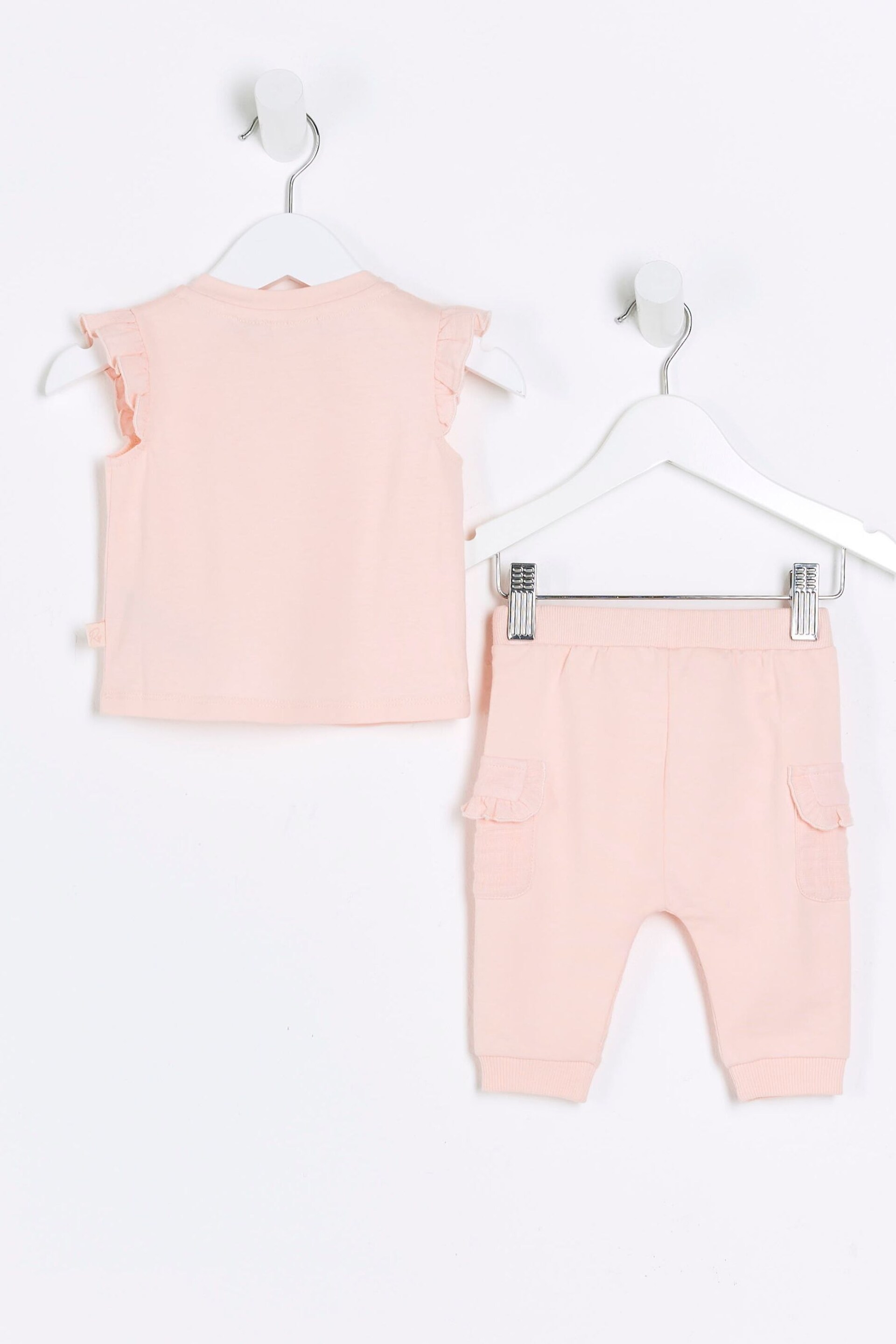 River Island Pink Baby Girls Hybrid T-Shirt And Jogger Set - Image 2 of 4