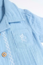 River Island Blue Baby Boys Shirt And Shorts Set - Image 3 of 4