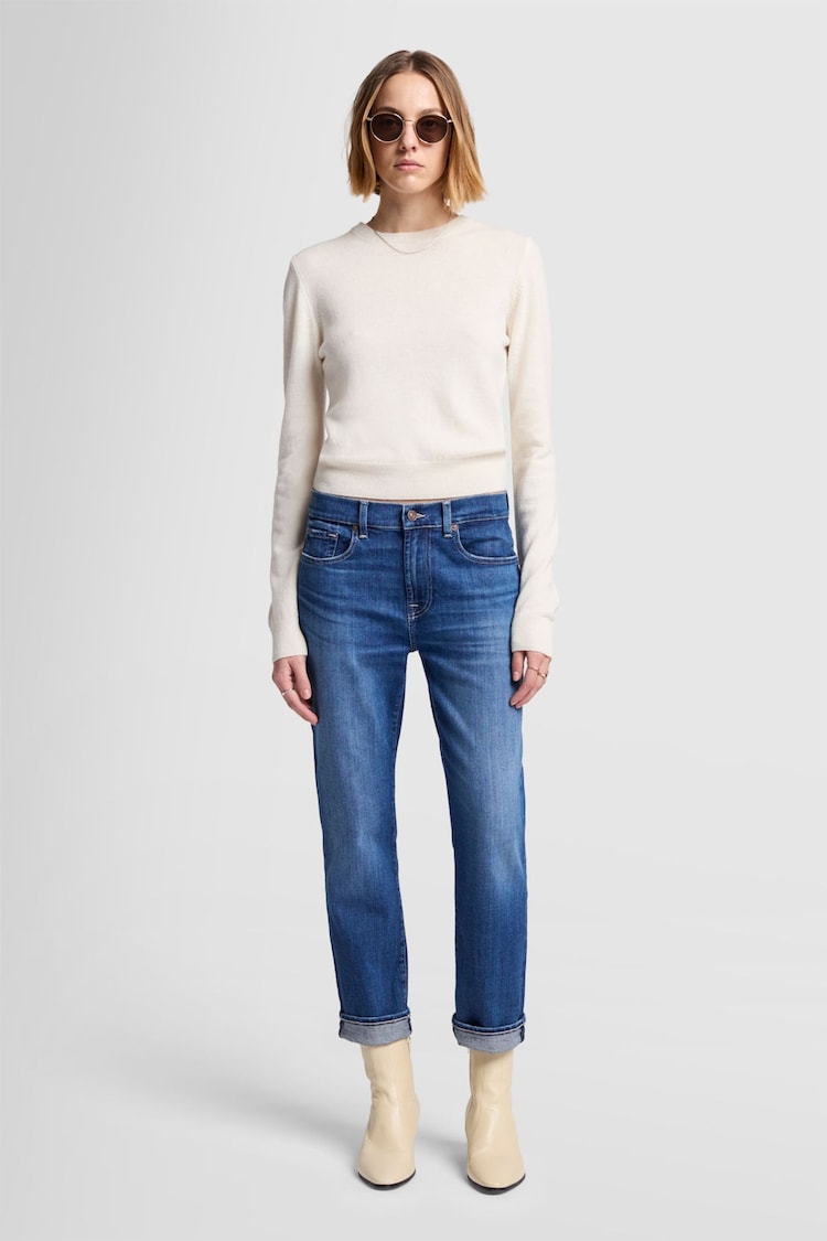 7 For All Mankind Blue Relaxed Skinny Shirt Jeans - Image 1 of 7