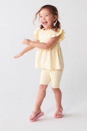 River Island Yellow Girls Ribbed Peplum Shorts Set - Image 2 of 2