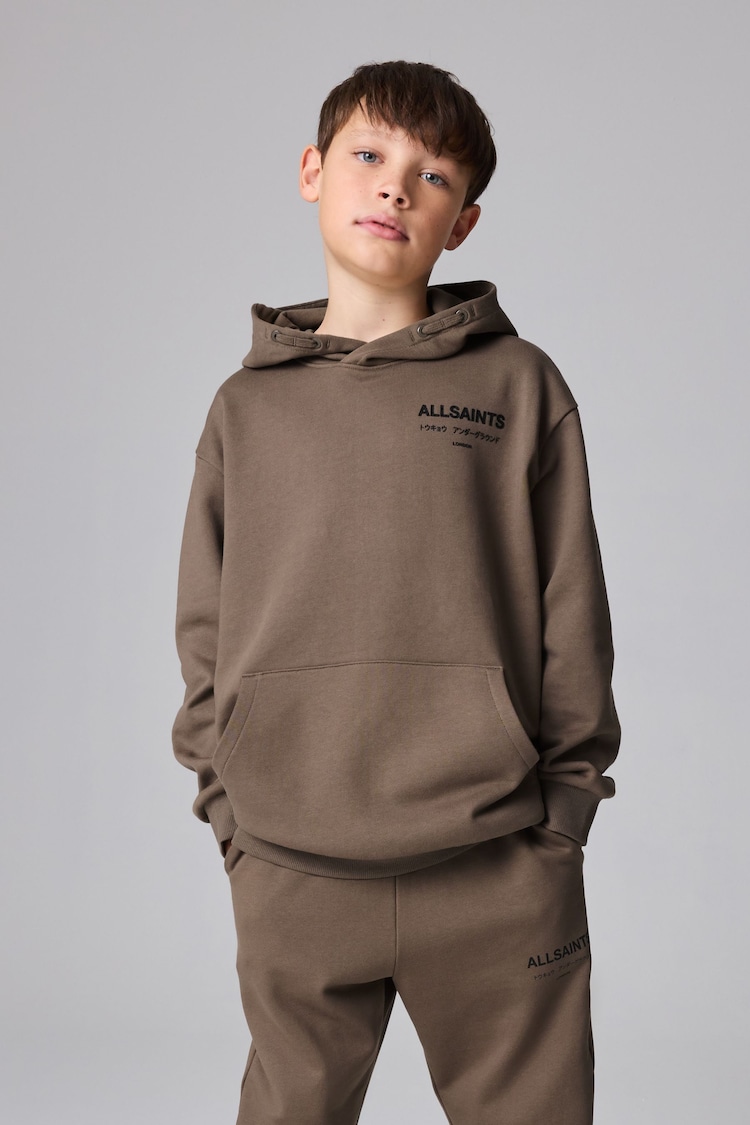 smALLSAINTS Brown/Textured Oversized Underground Pullover 100% Cotton Hoodie - Image 1 of 8