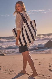 Black & White Stripe Beach Shopper Bag - Image 1 of 10