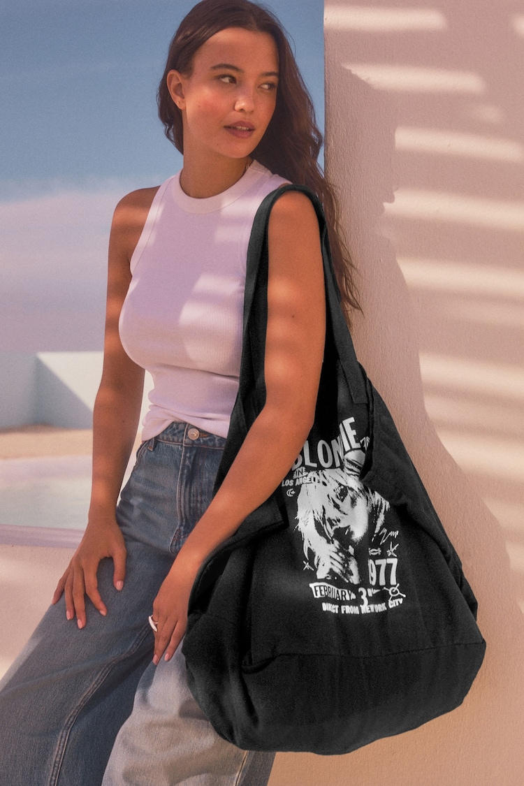 Black Blondie Printed Cotton Shoulder Bag - Image 2 of 10