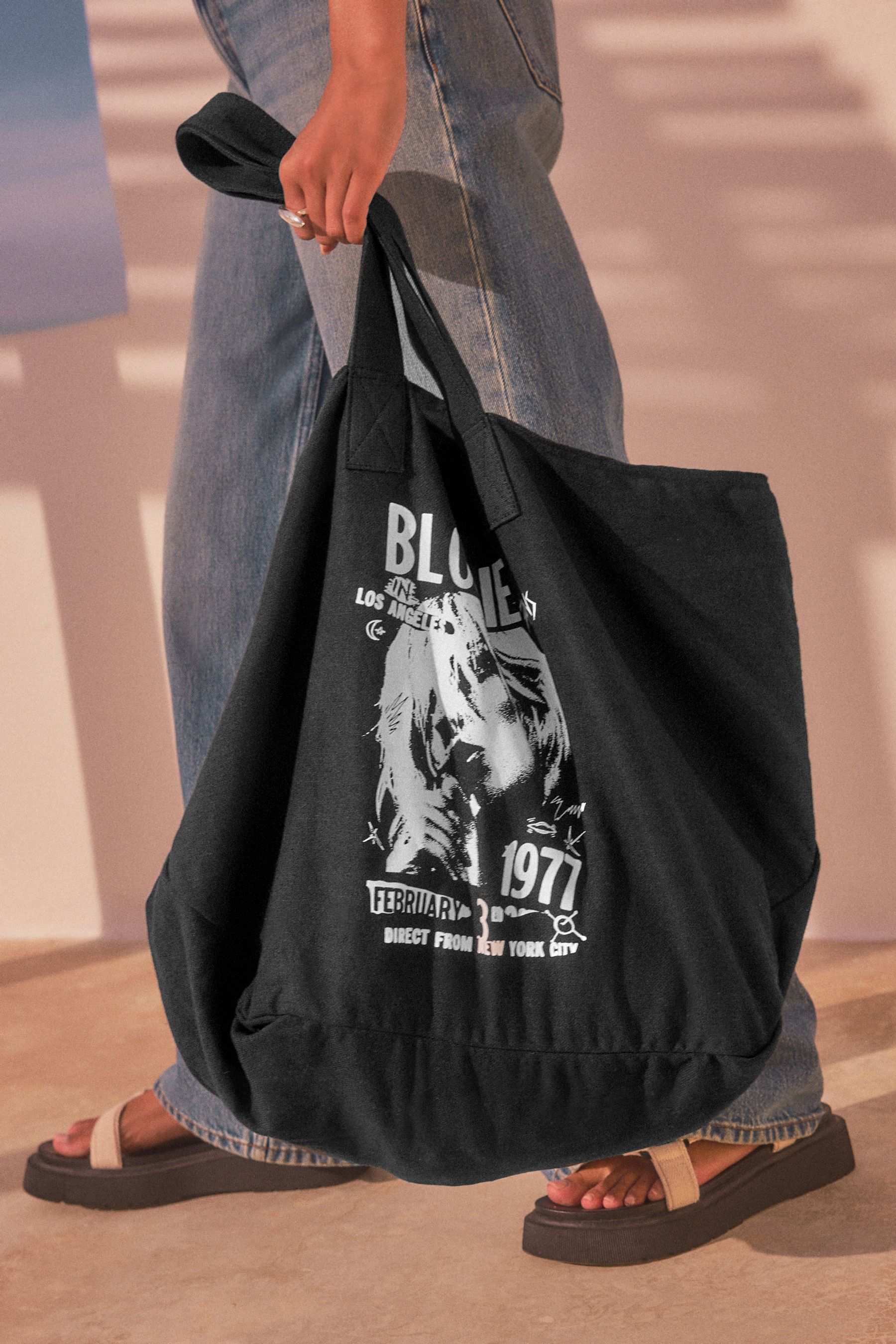 Buy Black Blondie Printed 100 Cotton Shoulder Bag from the Next UK online shop