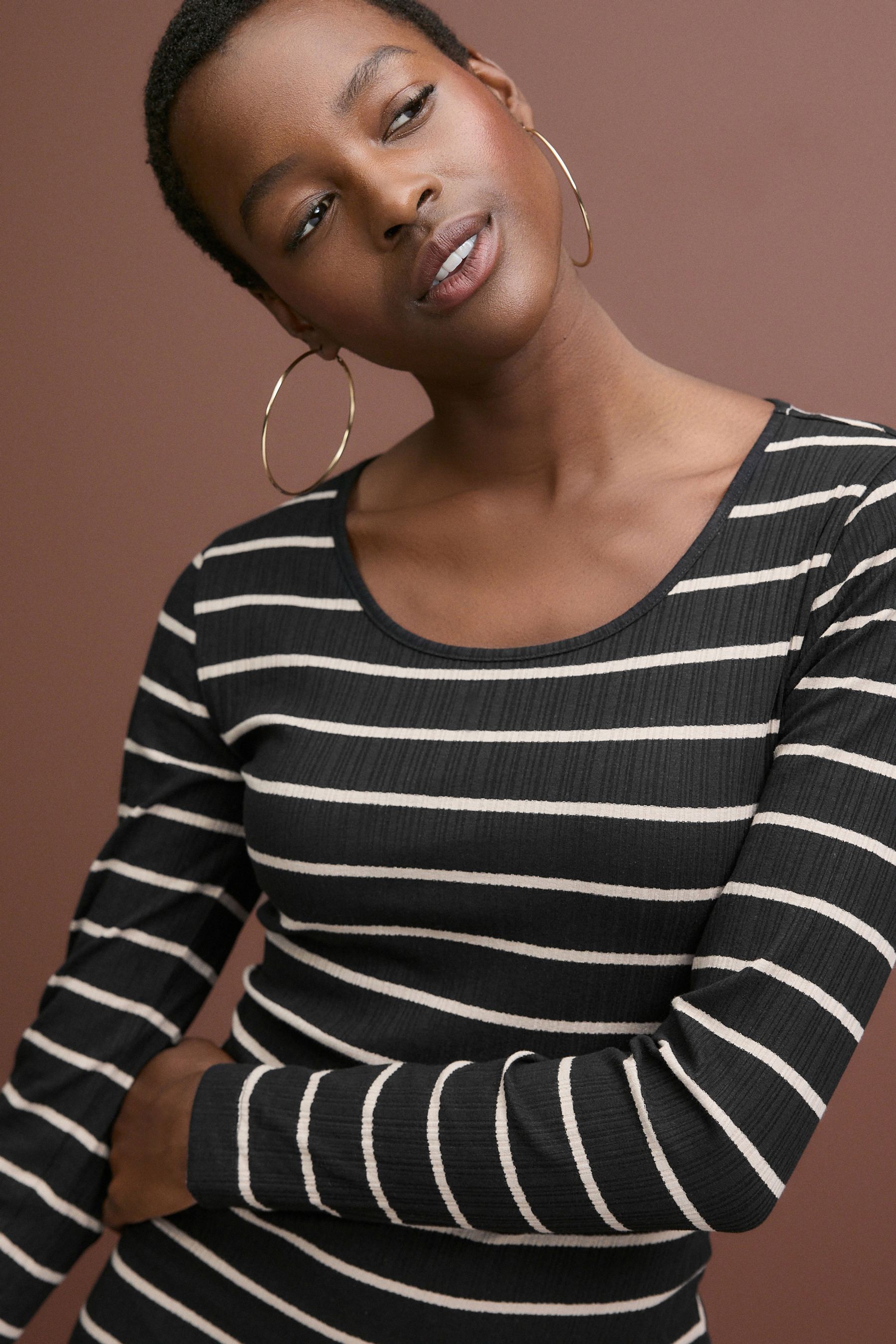 Deep scoop neck dress top