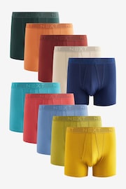 Rich Orange/Blues Textured Tonal Waistband 10 pack Cotton Rich A-Front Boxers - Image 1 of 13