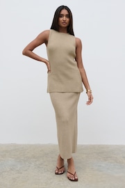 Pretty Lavish Oatmeal Goldie Knit Straight Split Back Top - Image 2 of 4