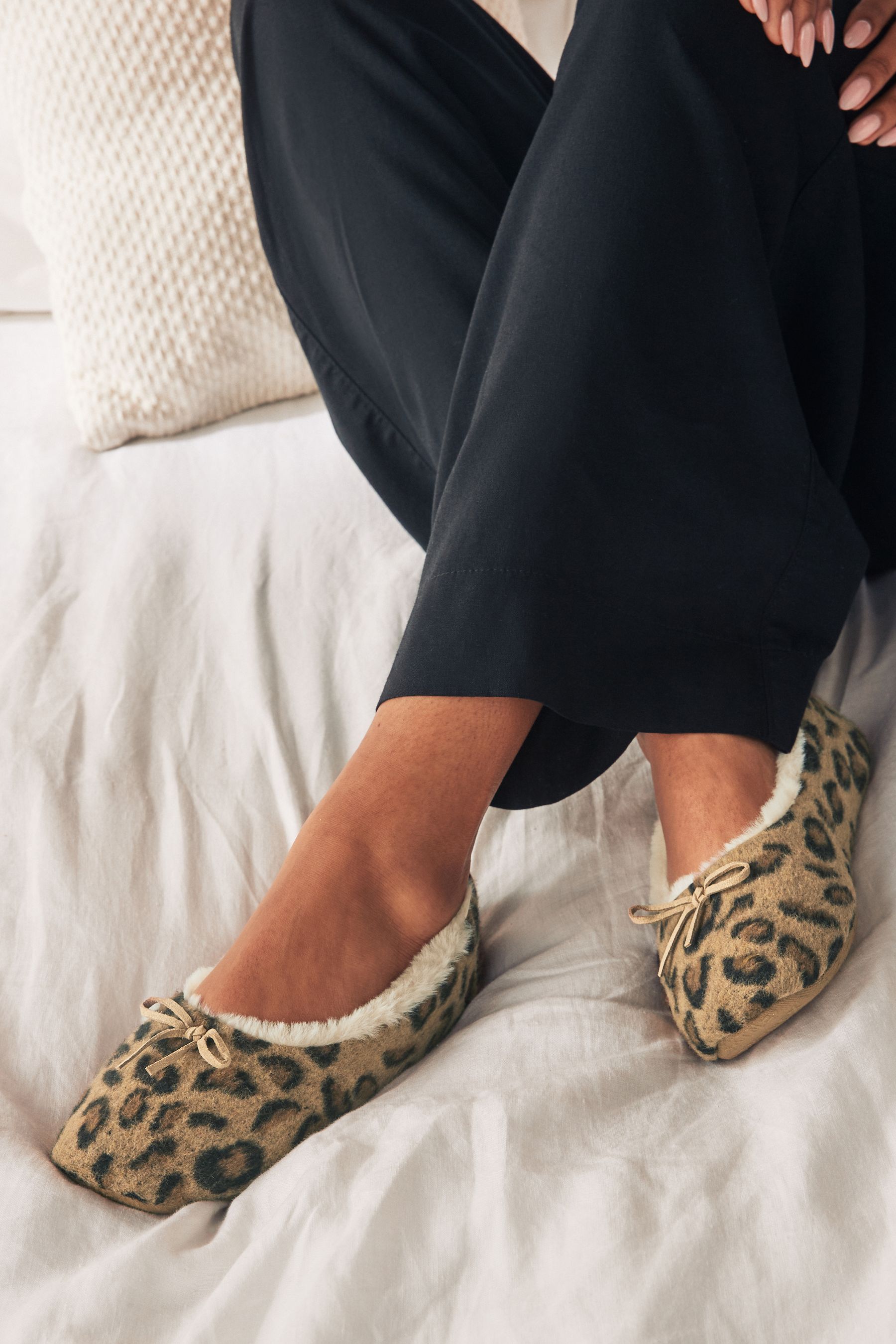 Buy Animal Faux Fur Lined Ballet Slippers from Next Luxembourg
