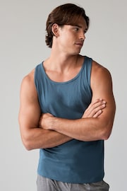 Mixed Blues 100% Cotton Vests 5 Pack - Image 15 of 16